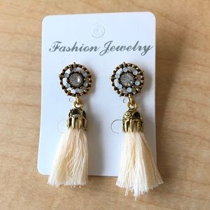 New Cream Tassel Earrings
